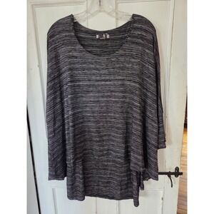 BAR by Melis Kozan Space Dye High Low Tunic Top Dress Black White Size Medium